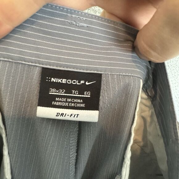 Nike Pants Men's 38x32 Grey Striped Golf Flat Front Performance Dri Fit - Picture 7 of 8